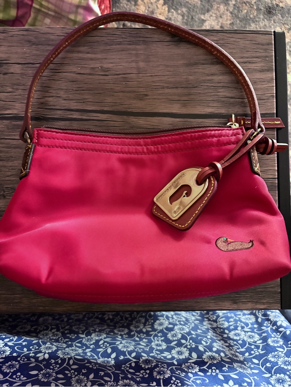 Dooney & Bourke Red Nylon purse with Leather Trim